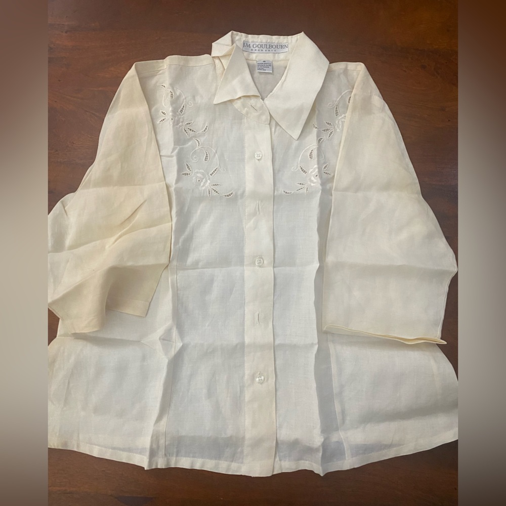 JM GOULBOURN Broderie women 16 Button down shirt Cream
